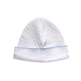 Nellapima Basketweave Baby Hat - Blue Picot Trim