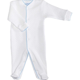 Nellapima Basketweave Baby Footie - Blue Picot Trim