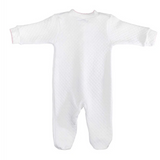 Nellapima Basketweave Baby Footie - Pink Picot Trim
