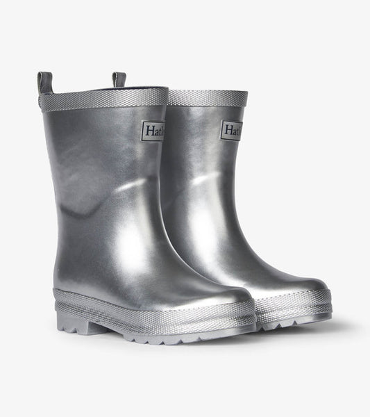 Silver Shimmer Rain Boots