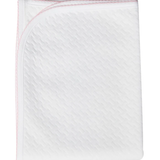 Basketweave Baby Blanket - Pink Picot Trim
