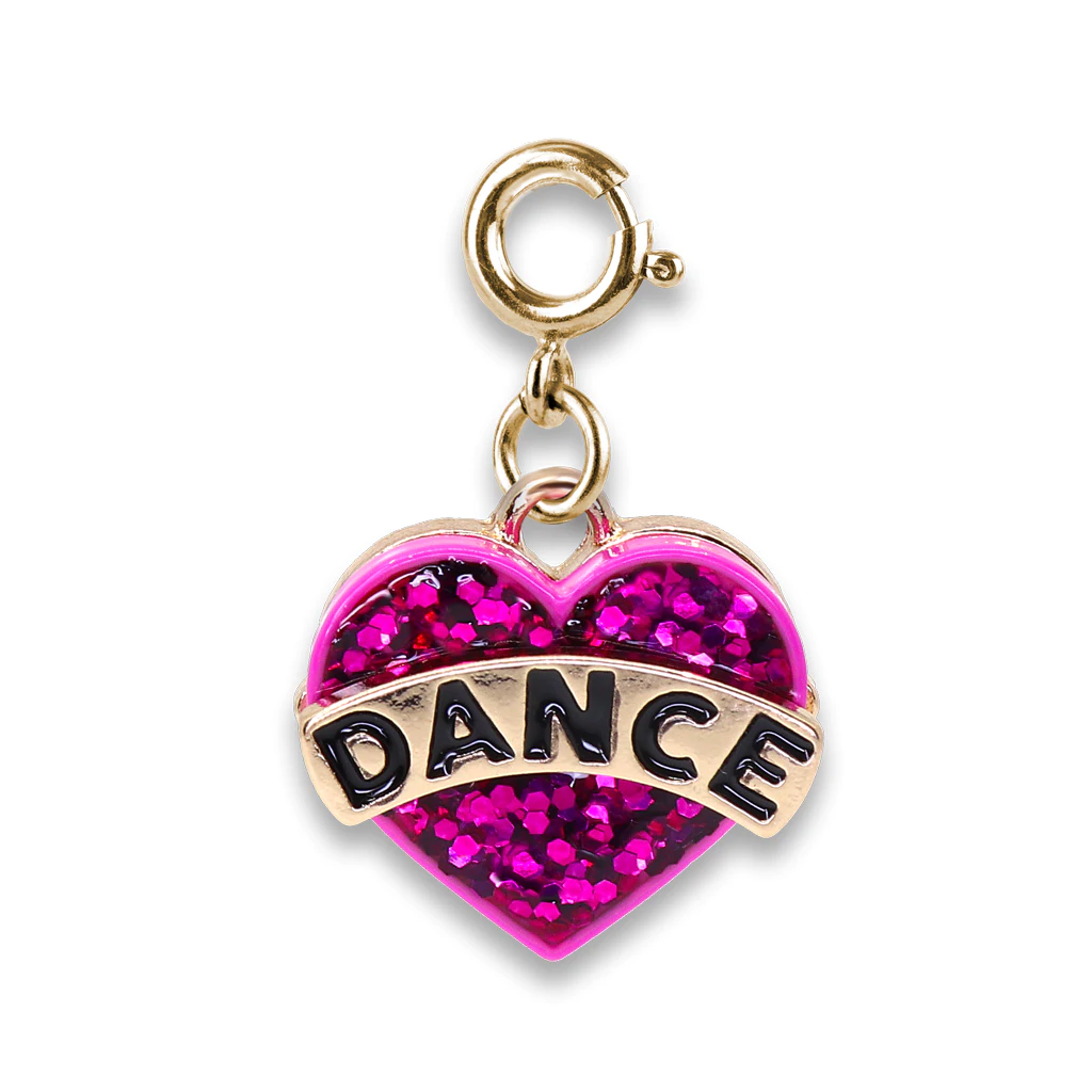 Gold Glitter Dance Heart Charm It!