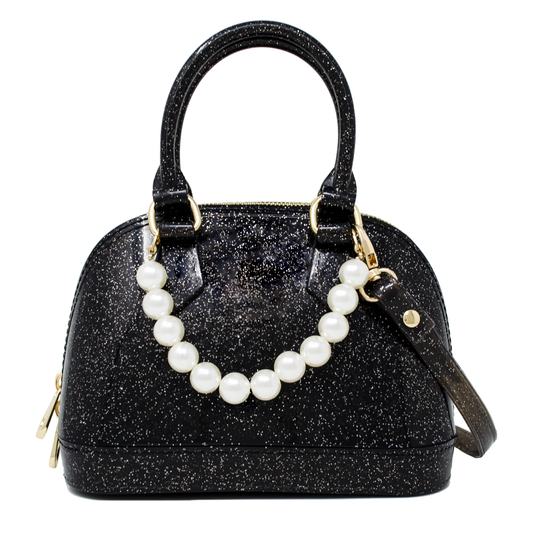 Jelly Bowling Pearl Crossbody Handbag - Black