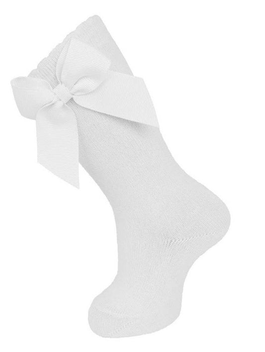 White Knee Sock with Bow