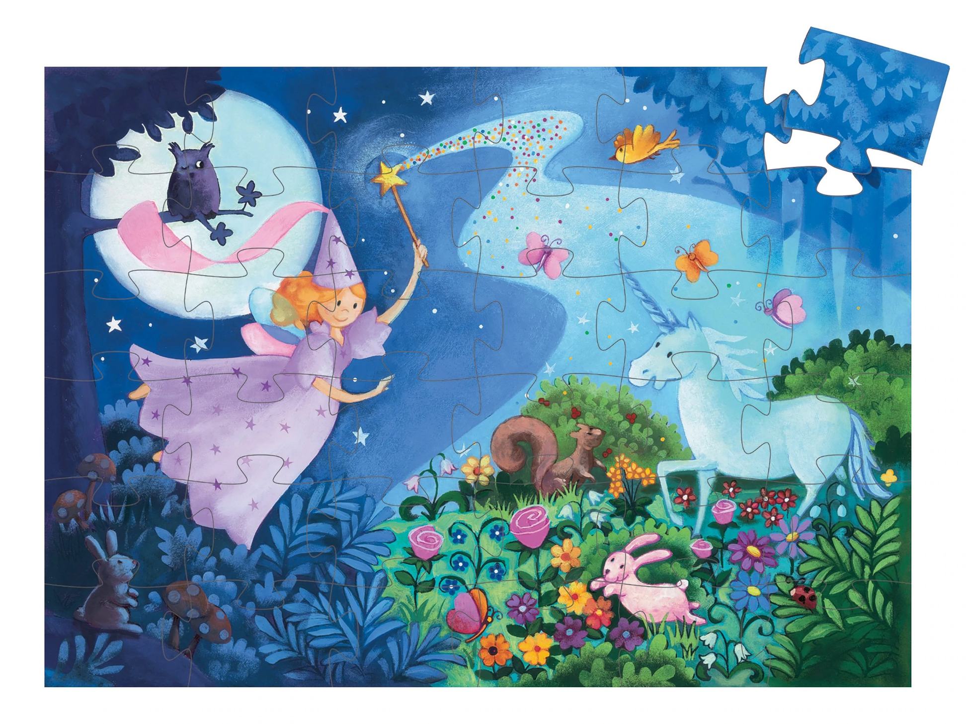 The Fairy & the Unicorn Silhouette Puzzle Djeco