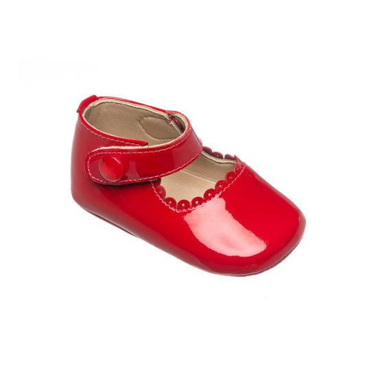 Red Patent Leather Mary Janes for baby girls made by elephantito.