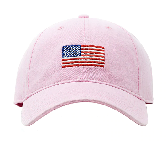 Needlepoint American Flag Hat - Pink
