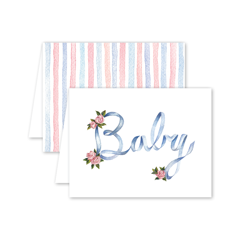 Dogwood Hill Ribbons and Roses Card for Baby