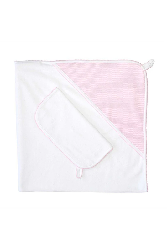 Pink Bubble Hooded Towel & Washcloth