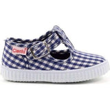 Cienta T-Strap Shoe - Navy Gingham