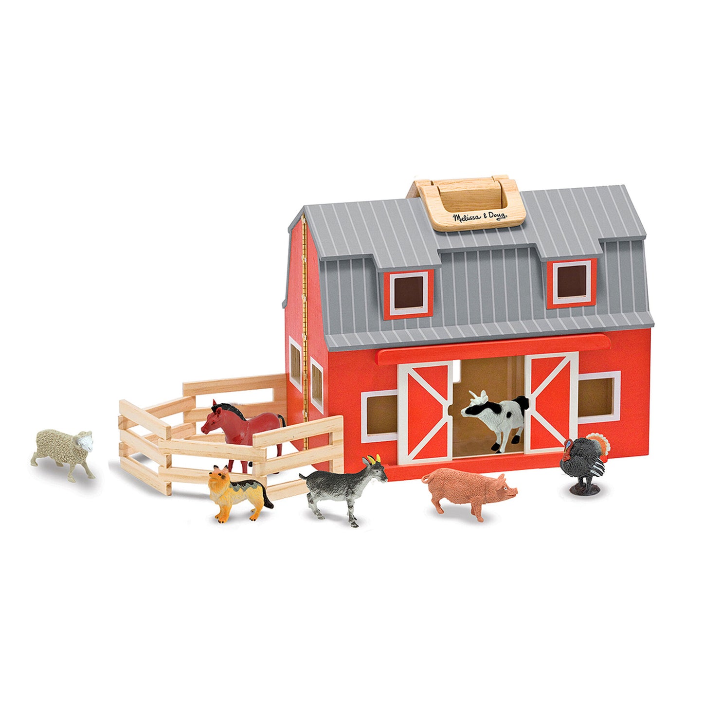 Melissa & Doug Wooden Fold & Go Barn