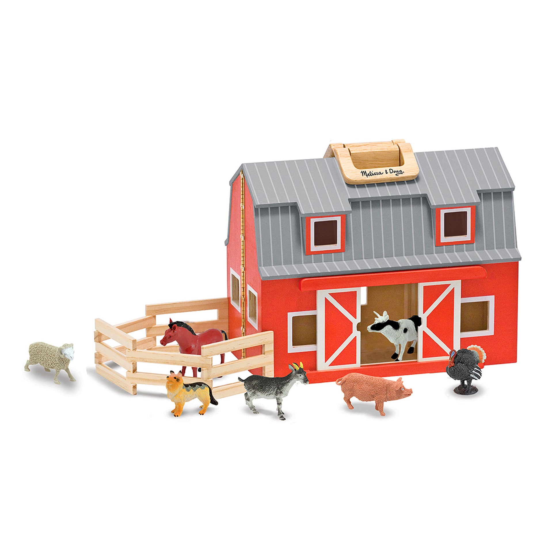 Melissa & Doug Wooden Fold & Go Barn
