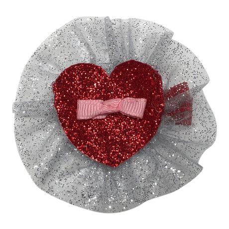 Bows for Belles Red Heart Glitter Puff