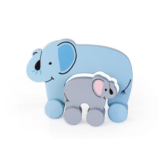 Elephant Mommy and Baby Wooden Roller Toy Jack Rabbit Creations