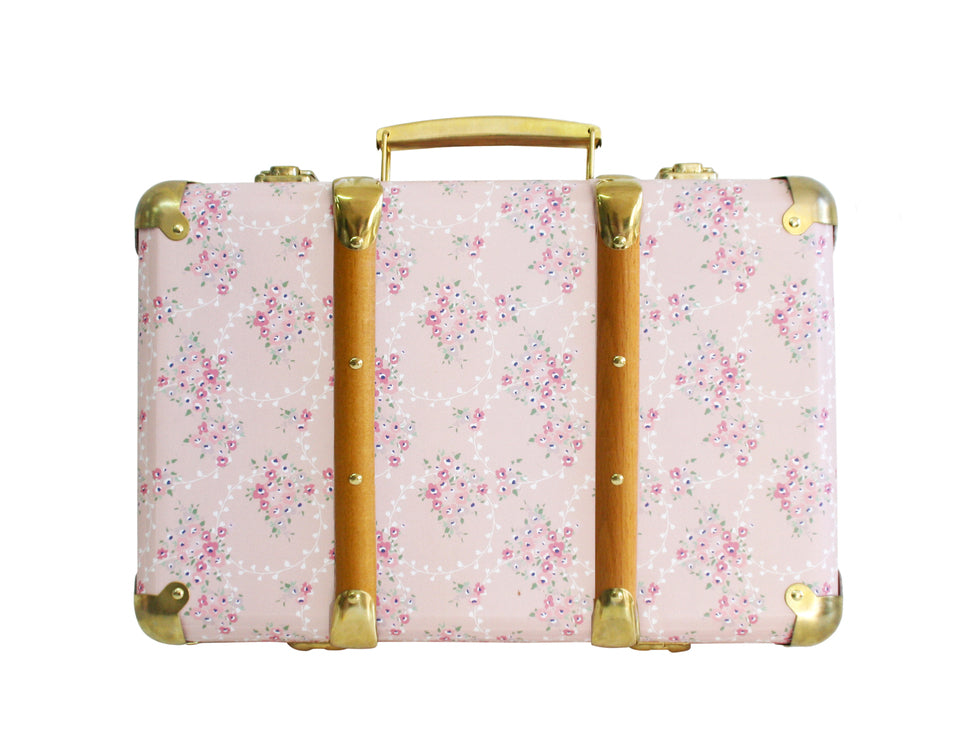 Mini Vintage Brief Case - Pink Floral Wreath