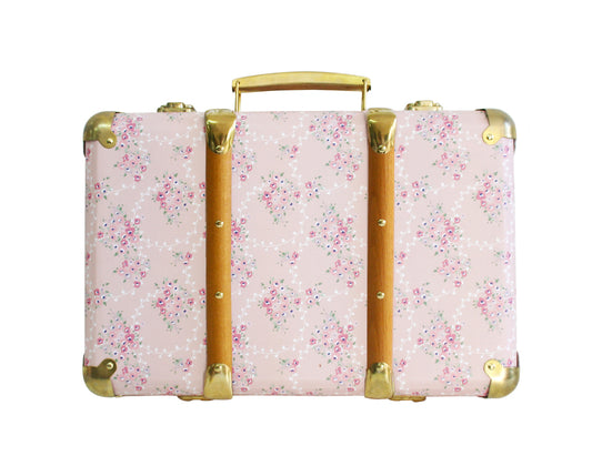 Mini Vintage Brief Case - Pink Floral Wreath