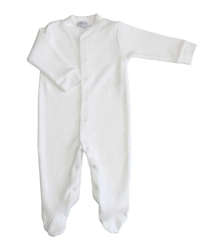 Nella Pima White Bubble Baby Footie