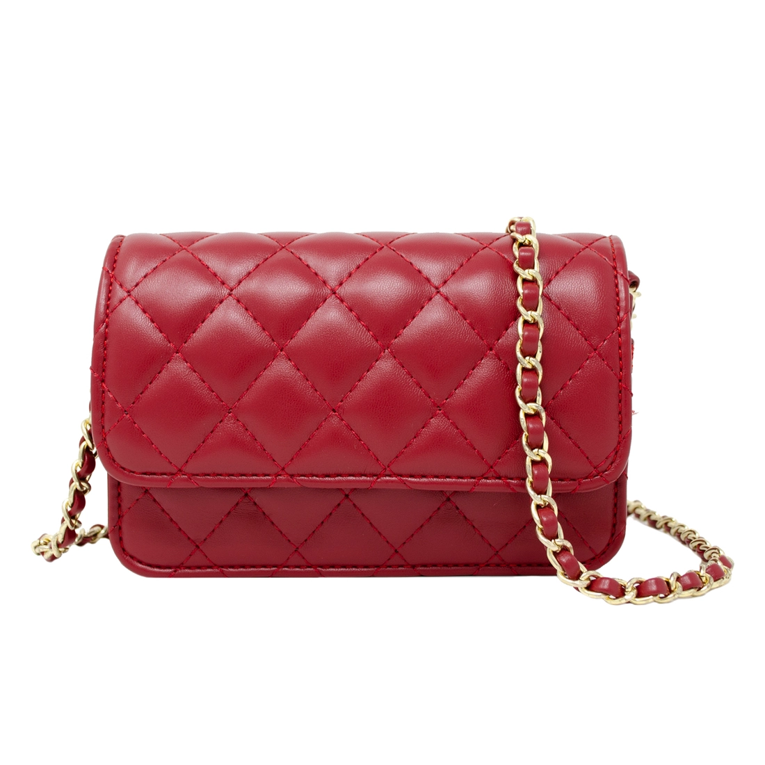 Classic Quilted Flap Bag - Red