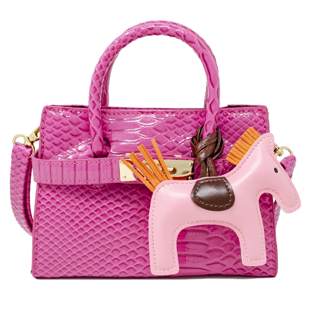 Zomi Gems Patent Crocodile Pony Handbag