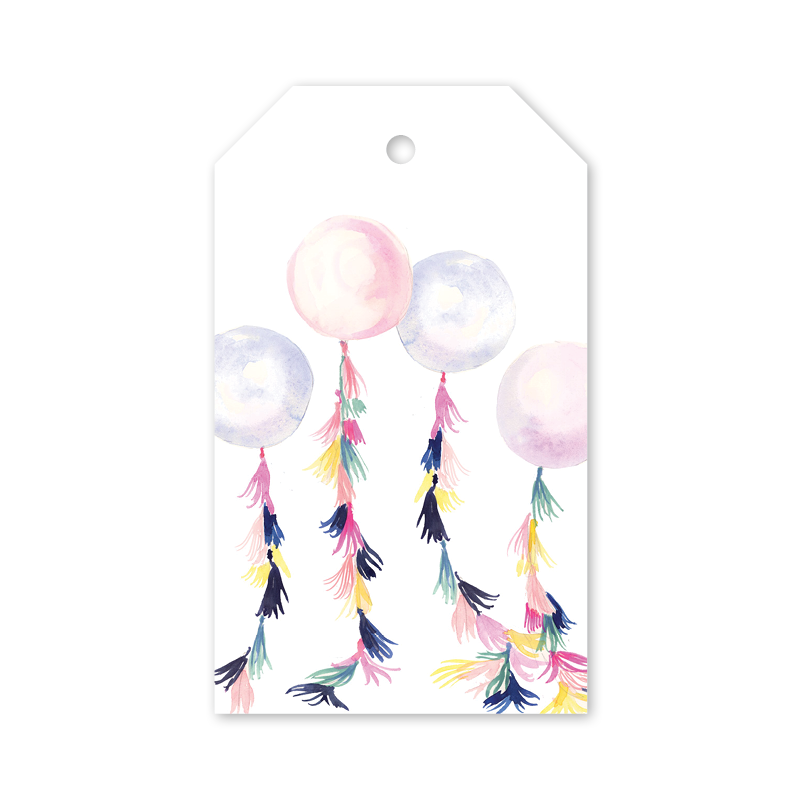Tasseled Balloons Gift Tags