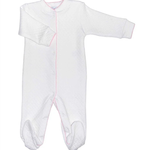 Nellapima Basketweave Baby Footie - Pink Picot Trim