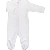 Nellapima Basketweave Baby Footie - Pink Picot Trim