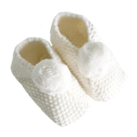Ivory Pom Pom Slippers