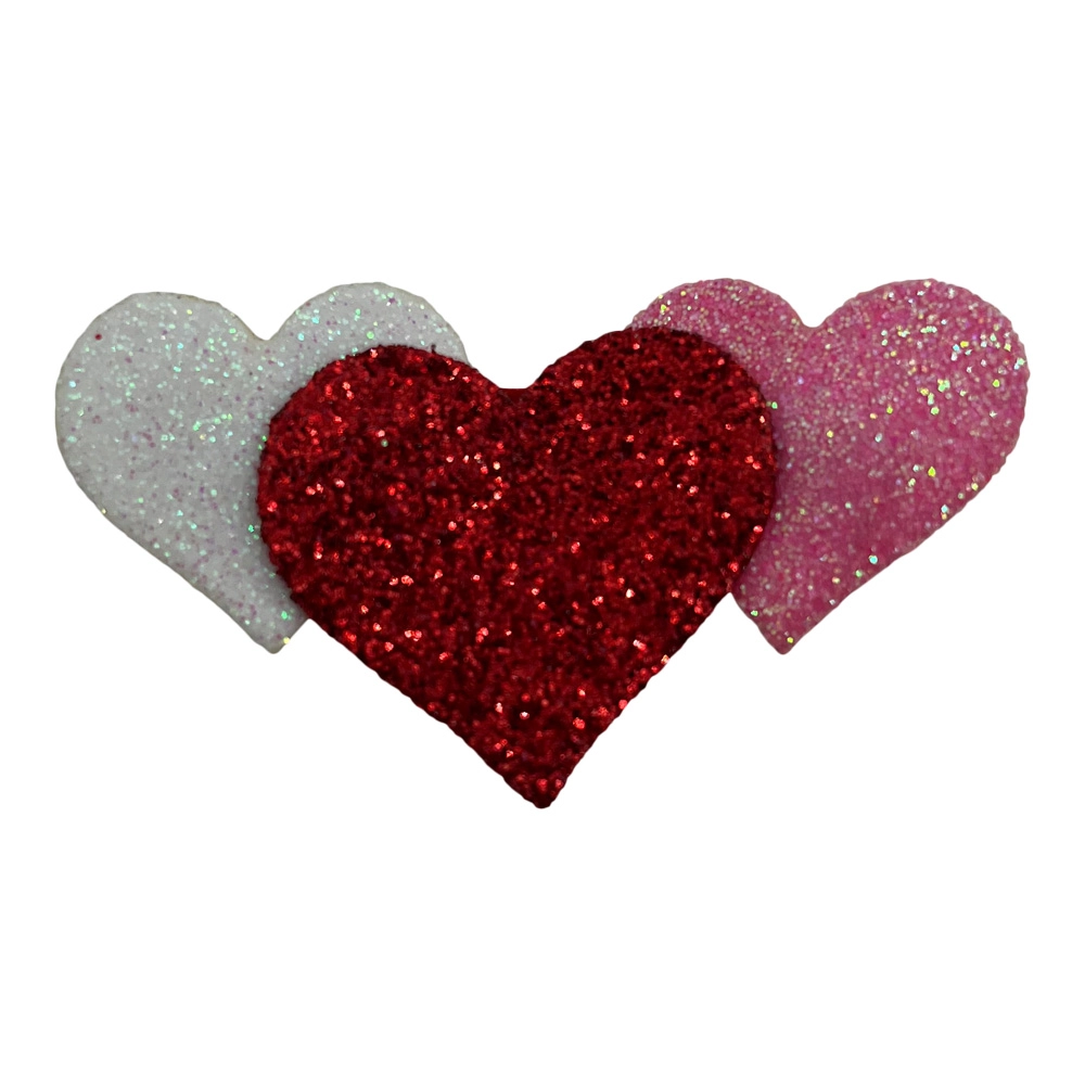 Bows for Belles Glitter Triple Heart Hair Clip