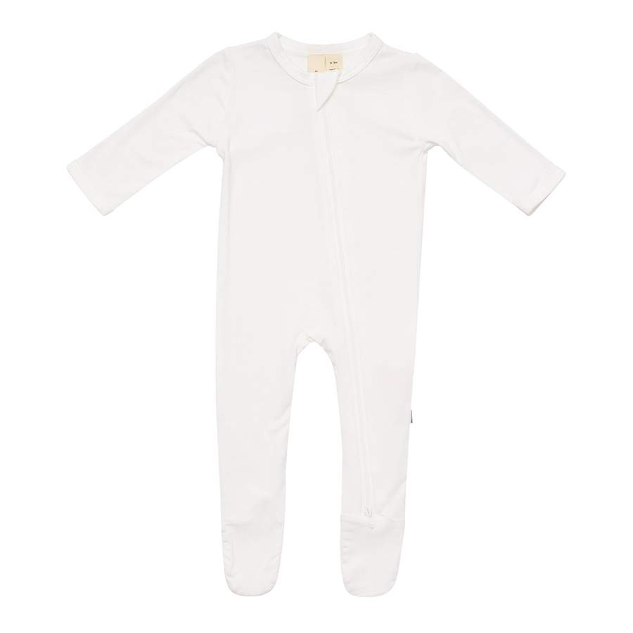 Kate Baby Bamboo zipper Footie white cloud