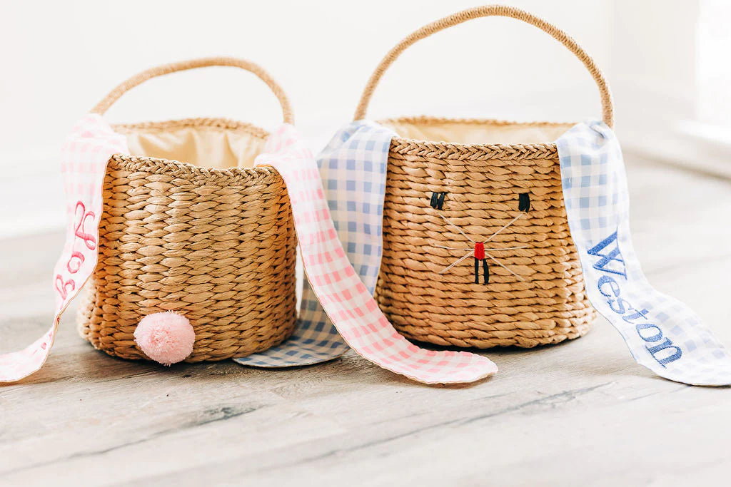 Sugar Bee Blue Gingham Kids Easter Basket