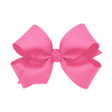 Medium Grosgrain Hair Bow with Center Knot - Hot Pink