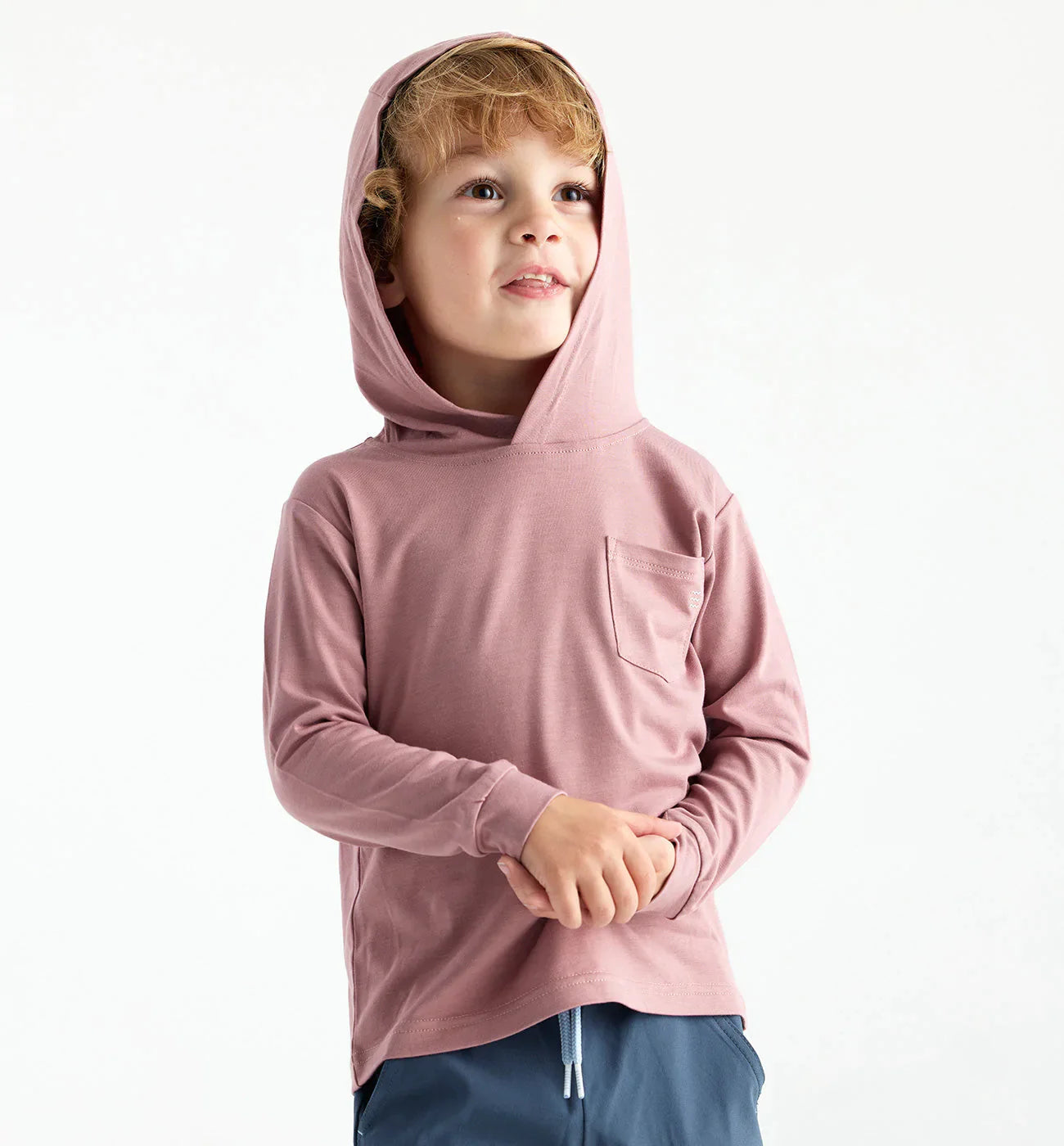 Free Fly Bamboo Shade Hoodie - Ash Rose, Small (7-8) / Blue
