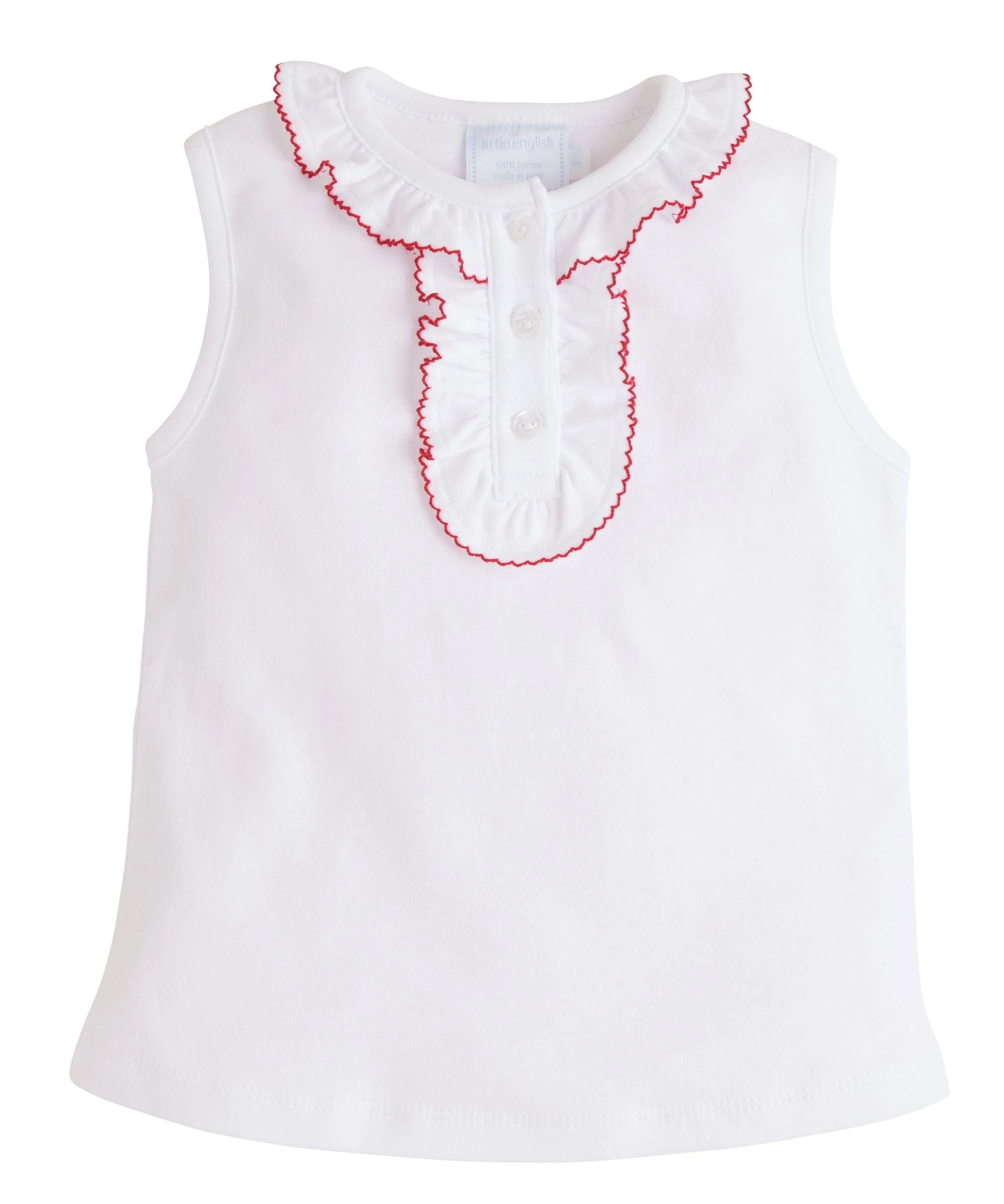 Little English Ruffled Henley in Red