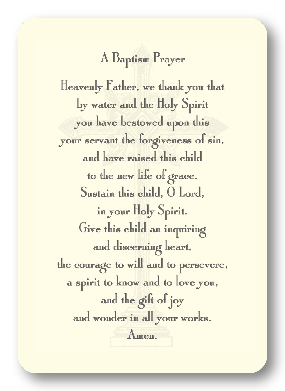 Baptism Prayer Cards
