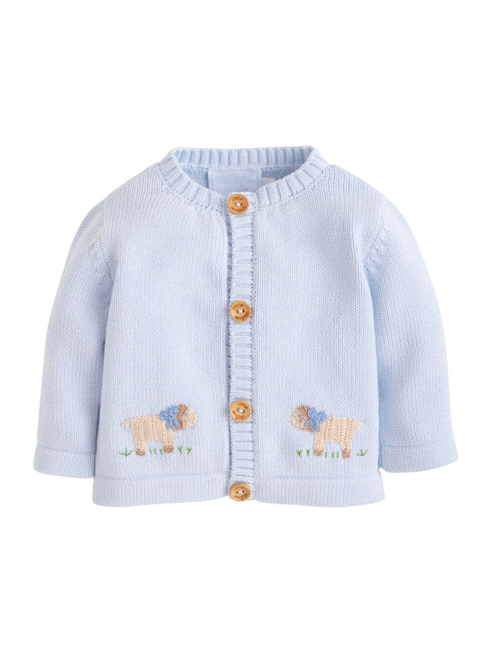 Little English Blue Sheep Crochet Sweater